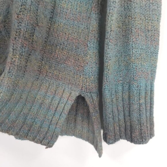 prAna Leisel Fuzzy Cable Knit Rib Crew Nk Cuffs Hem Slits Pullover Sweater LARGE - Picture 12 of 13